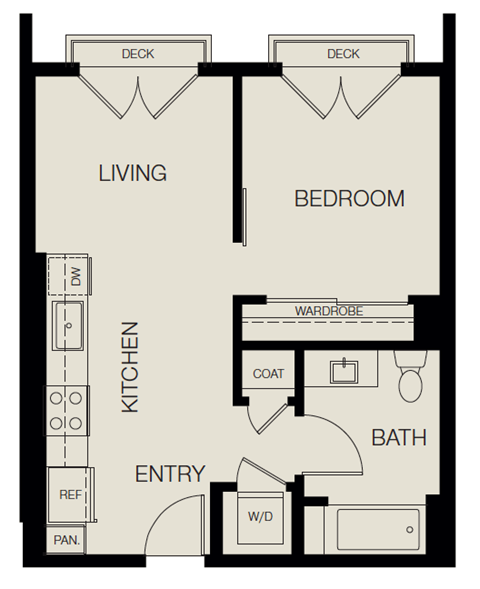 Realm 2D 1 bedroom layout